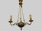 Empire Style Suspension Chandelier in Gilded Bronze and Green Sheet Metal, 1920s 3