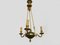 Empire Style Suspension Chandelier in Gilded Bronze and Green Sheet Metal, 1920s 5