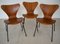 Model 3107 Dining Chairs in Teak by Arne Jacobsen for Fritz Hansen, Set of 3 1