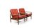 Danish Teak Easy Chairs with Leather Seats, 1960s, Set of 2, Image 2