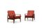 Danish Teak Easy Chairs with Leather Seats, 1960s, Set of 2, Image 1