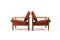 Poltrone in teak con sedile in pelle, Danimarca, anni '60, set di 2, Immagine 4