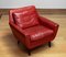 Red Leather Lounge Chair, Denmark, 1960s 7