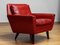 Red Leather Lounge Chair, Denmark, 1960s, Image 8