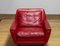 Red Leather Lounge Chair, Denmark, 1960s 4