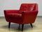 Fauteuil en Cuir Rouge, Danemark, 1960s 5