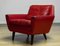Red Leather Lounge Chair, Denmark, 1960s 5