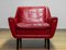 Red Leather Lounge Chair, Denmark, 1960s 10