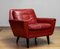 Red Leather Lounge Chair, Denmark, 1960s 1