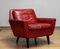 Red Leather Lounge Chair, Denmark, 1960s, Image 1