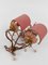 Apliques dorados con tazas opalinas en rosa melocotón, años 50. Juego de 2, Imagen 12