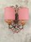 Gilded Sconces with Peachy Pink Opaline Cups, 1950s, Set of 2 3