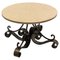 French Coffee Table in Wrought Iron with Travertine Top, 1960, Image 1