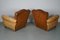 Set of French Cognac Moustache Back Leather Club Chairs, 1940s 11