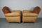 Set of French Cognac Moustache Back Leather Club Chairs, 1940s 18