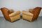 Set of French Cognac Moustache Back Leather Club Chairs, 1940s 17