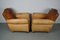 French Cognac Moustache Back Leather Club Chairs, 1940s, Set of 2 19