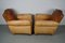Set of French Cognac Moustache Back Leather Club Chairs, 1940s 19