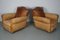French Cognac Moustache Back Leather Club Chairs, 1940s, Set of 2 9