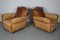 French Cognac Moustache Back Leather Club Chairs, 1940s, Set of 2, Image 9