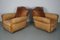 Set of French Cognac Moustache Back Leather Club Chairs, 1940s 9