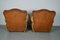 Set of French Cognac Moustache Back Leather Club Chairs, 1940s 14
