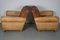 French Cognac Moustache Back Leather Club Chairs, 1940s, Set of 2, Image 10