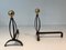 Wrought Iron & Brass Chenets, 1970s, Set of 2 4