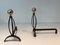 Wrought Iron & Brass Chenets, 1970s, Set of 2, Image 4