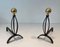 Wrought Iron & Brass Chenets, 1970s, Set of 2 9