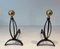 Wrought Iron & Brass Chenets, 1970s, Set of 2 10