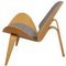 Shell Chair aus Eiche und grauem Stoff von Hans Wegner 8