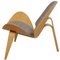 Silla Shell de roble y tela gris de Hans Wegner, Imagen 8