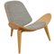 Shell Chair aus Eiche und grauem Stoff von Hans Wegner 6