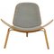 Shell Chair aus Eiche und grauem Stoff von Hans Wegner 1