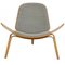 Shell Chair in Oak and Grey Fabric by Hans Wegner 1