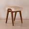 Midcentury Spanish Stool in Oak and White Textile, 1960s 2