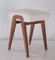 Midcentury Spanish Stool in Oak and White Textile, 1960s 1