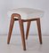 Midcentury Spanish Stool in Oak and White Textile, 1960s, Image 1