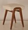 Midcentury Spanish Stool in Oak and White Textile, 1960s, Image 7