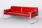 Bauhaus Czech Red Tubular Sofa in Chrome-Plated Steel & High Quality Leather attributed to Hynek Gottwald, Czech, 1930s 1