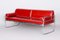 Bauhaus Czech Red Tubular Sofa in Chrome-Plated Steel & High Quality Leather attributed to Hynek Gottwald, Czech, 1930s, Image 1