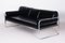 Bauhaus Black Tubular Sofa in Chrome-Plated Steel & High Quality Leather attributed to Hynek Gottwald, Czech, 1930s 1