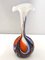 Large Postmodern Orange, White and Blue Glass Vase attributed to Opaline Florence, Italy, 1970s 8
