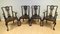 Chippendale Style Dining Chairs with Leather Seat, Set of 7 3