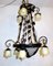 Antique French Black Patinated Metal and Glass Chandelier, 1940s 1