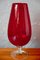 Großes Rotes Glas aus Empoli Facettenglas, 1970er 1
