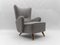 Large Grey Boucle Fabric Wingback Armchair, Italy, 1950s, Image 2