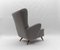 Large Grey Boucle Fabric Wingback Armchair, Italy, 1950s 5