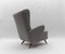 Large Grey Boucle Fabric Wingback Armchair, Italy, 1950s, Image 5